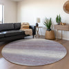 Piper Looms Mayfield Stripes AMF1033 Lavender Machine Washable Area Rug Round Lifestyle Image Feature