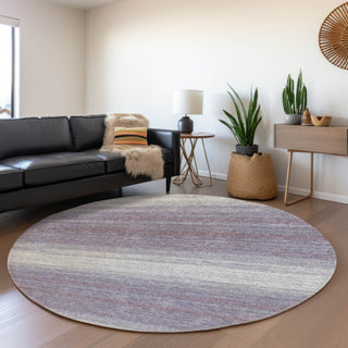 Piper Looms Mayfield Stripes AMF1033 Lavender Machine Washable Area Rug Round Lifestyle Image Feature