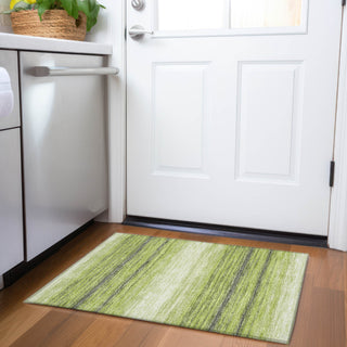 Piper Looms Mayfield Stripes AMF1033 Lime Machine Washable Area Rug Scatter Lifestyle Image Feature