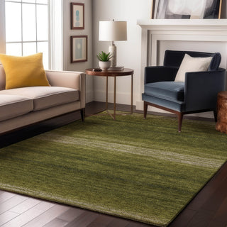Piper Looms Mayfield Stripes AMF1033 Olive Machine Washable Area Rug Lifestyle Image Feature