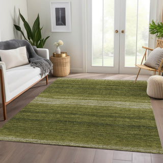 Piper Looms Mayfield Stripes AMF1033 Olive Machine Washable Area Rug Lifestyle Image Feature