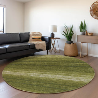 Piper Looms Mayfield Stripes AMF1033 Olive Machine Washable Area Rug Round Lifestyle Image Feature