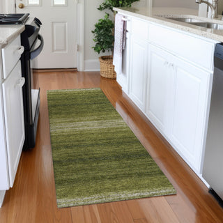 Piper Looms Mayfield Stripes AMF1033 Olive Machine Washable Area Rug Runner Lifestyle Image Feature
