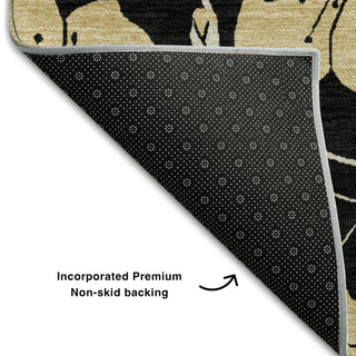 Piper Looms Mayfield Floral AMF1034 Black Machine Washable Area Rug Backing Image