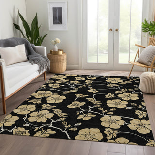 Piper Looms Mayfield Floral AMF1034 Black Machine Washable Area Rug Lifestyle Image Feature
