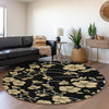 Piper Looms Mayfield Floral AMF1034 Black Machine Washable Area Rug Round Lifestyle Image Feature