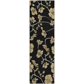 Piper Looms Mayfield Floral AMF1034 Black Machine Washable Area Rug Runner Main Image