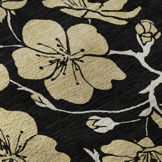 Piper Looms Mayfield Floral AMF1034 Black Machine Washable Area Rug Swatch Image