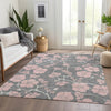 Piper Looms Mayfield Floral AMF1034 Gray Machine Washable Area Rug Lifestyle Image Feature