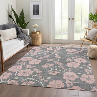 Piper Looms Mayfield Floral AMF1034 Gray Machine Washable Area Rug Lifestyle Image Feature