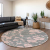 Piper Looms Mayfield Floral AMF1034 Gray Machine Washable Area Rug Round Lifestyle Image Feature