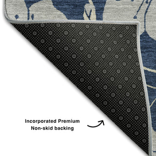 Piper Looms Mayfield Floral AMF1034 Navy Machine Washable Area Rug Backing Image