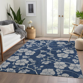 Piper Looms Mayfield Floral AMF1034 Navy Machine Washable Area Rug Lifestyle Image Feature