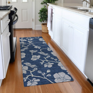 Piper Looms Mayfield Floral AMF1034 Navy Machine Washable Area Rug Runner Lifestyle Image Feature
