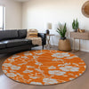 Piper Looms Mayfield Floral AMF1034 Orange Machine Washable Area Rug Round Lifestyle Image Feature