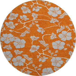 Piper Looms Mayfield Floral AMF1034 Orange Machine Washable Area Rug Round Main Image
