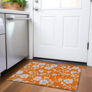 Piper Looms Mayfield Floral AMF1034 Orange Machine Washable Area Rug Scatter Lifestyle Image Feature