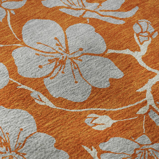 Piper Looms Mayfield Floral AMF1034 Orange Machine Washable Area Rug Swatch Image
