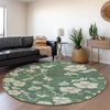 Piper Looms Mayfield Floral AMF1034 Sage Machine Washable Area Rug Round Lifestyle Image Feature