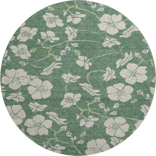 Piper Looms Mayfield Floral AMF1034 Sage Machine Washable Area Rug Round Main Image