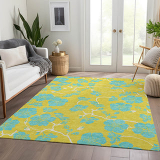Piper Looms Mayfield Floral AMF1034 Yellow Machine Washable Area Rug Lifestyle Image Feature