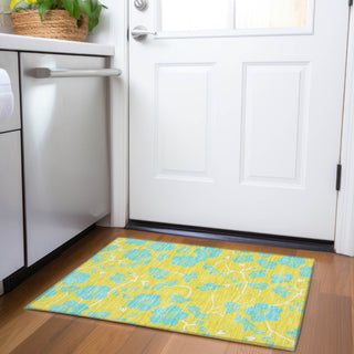 Piper Looms Mayfield Floral AMF1034 Yellow Machine Washable Area Rug Scatter Lifestyle Image Feature