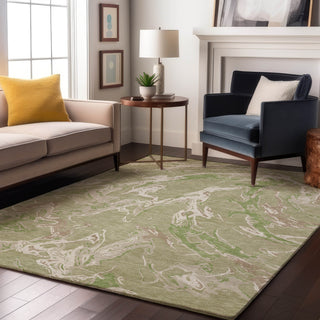 Piper Looms Mayfield Abstract AMF1035 Aloe Machine Washable Area Rug Lifestyle Image Feature