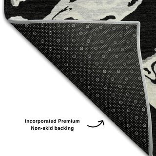 Piper Looms Mayfield Abstract AMF1035 Black Machine Washable Area Rug Backing Image