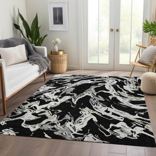 Piper Looms Mayfield Abstract AMF1035 Black Machine Washable Area Rug Lifestyle Image Feature