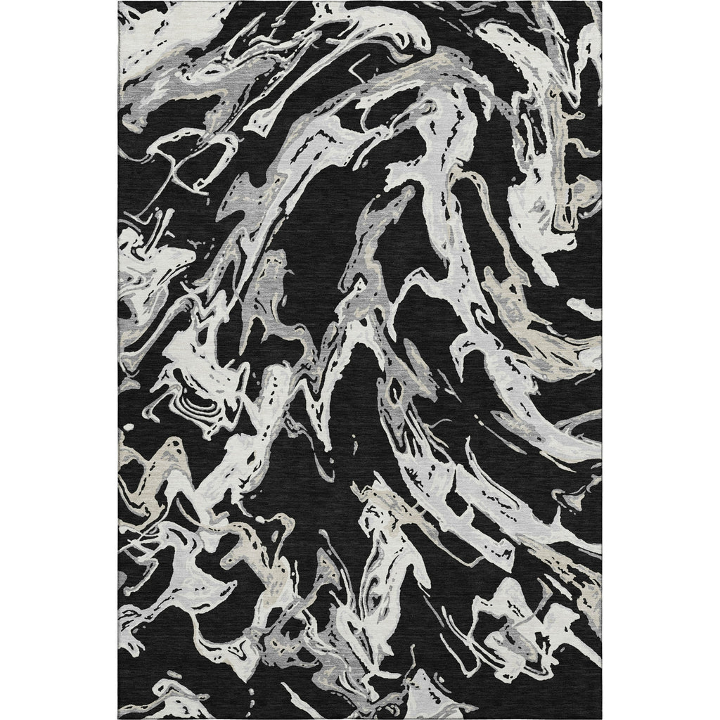 Piper Looms Mayfield Abstract AMF1035 Black Machine Washable Area Rug main image