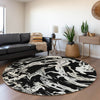 Piper Looms Mayfield Abstract AMF1035 Black Machine Washable Area Rug Round Lifestyle Image Feature