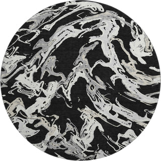 Piper Looms Mayfield Abstract AMF1035 Black Machine Washable Area Rug Round Main Image