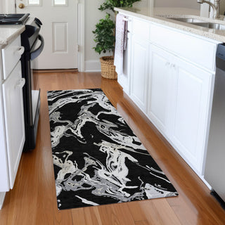 Piper Looms Mayfield Abstract AMF1035 Black Machine Washable Area Rug Runner Lifestyle Image Feature