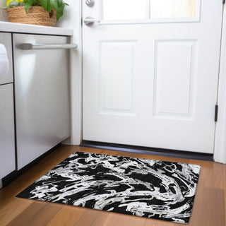 Piper Looms Mayfield Abstract AMF1035 Black Machine Washable Area Rug Scatter Lifestyle Image Feature