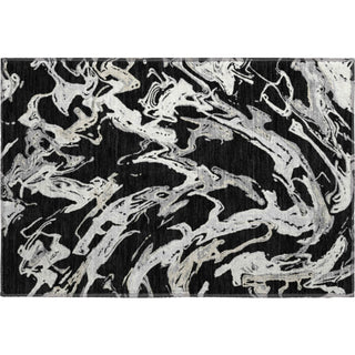 Piper Looms Mayfield Abstract AMF1035 Black Machine Washable Area Rug Scatter Main Image