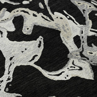 Piper Looms Mayfield Abstract AMF1035 Black Machine Washable Area Rug Swatch Image