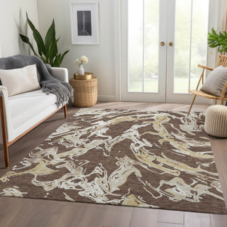 Piper Looms Mayfield Abstract AMF1035 Brown Machine Washable Area Rug Lifestyle Image Feature