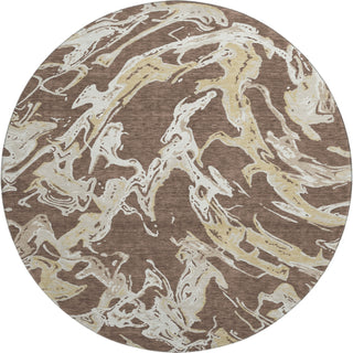 Piper Looms Mayfield Abstract AMF1035 Brown Machine Washable Area Rug Round Main Image
