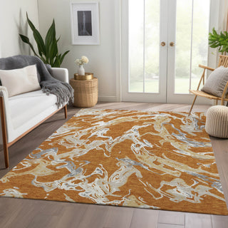 Piper Looms Mayfield Abstract AMF1035 Copper Machine Washable Area Rug Lifestyle Image Feature