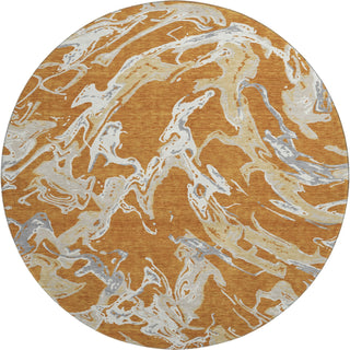 Piper Looms Mayfield Abstract AMF1035 Copper Machine Washable Area Rug Round Main Image