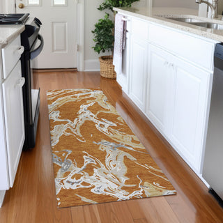 Piper Looms Mayfield Abstract AMF1035 Copper Machine Washable Area Rug Runner Lifestyle Image Feature
