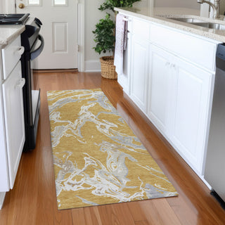 Piper Looms Mayfield Abstract AMF1035 Gold Machine Washable Area Rug Runner Lifestyle Image Feature