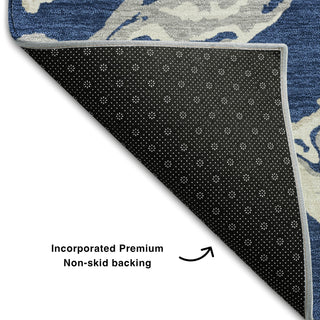 Piper Looms Mayfield Abstract AMF1035 Navy Machine Washable Area Rug Backing Image