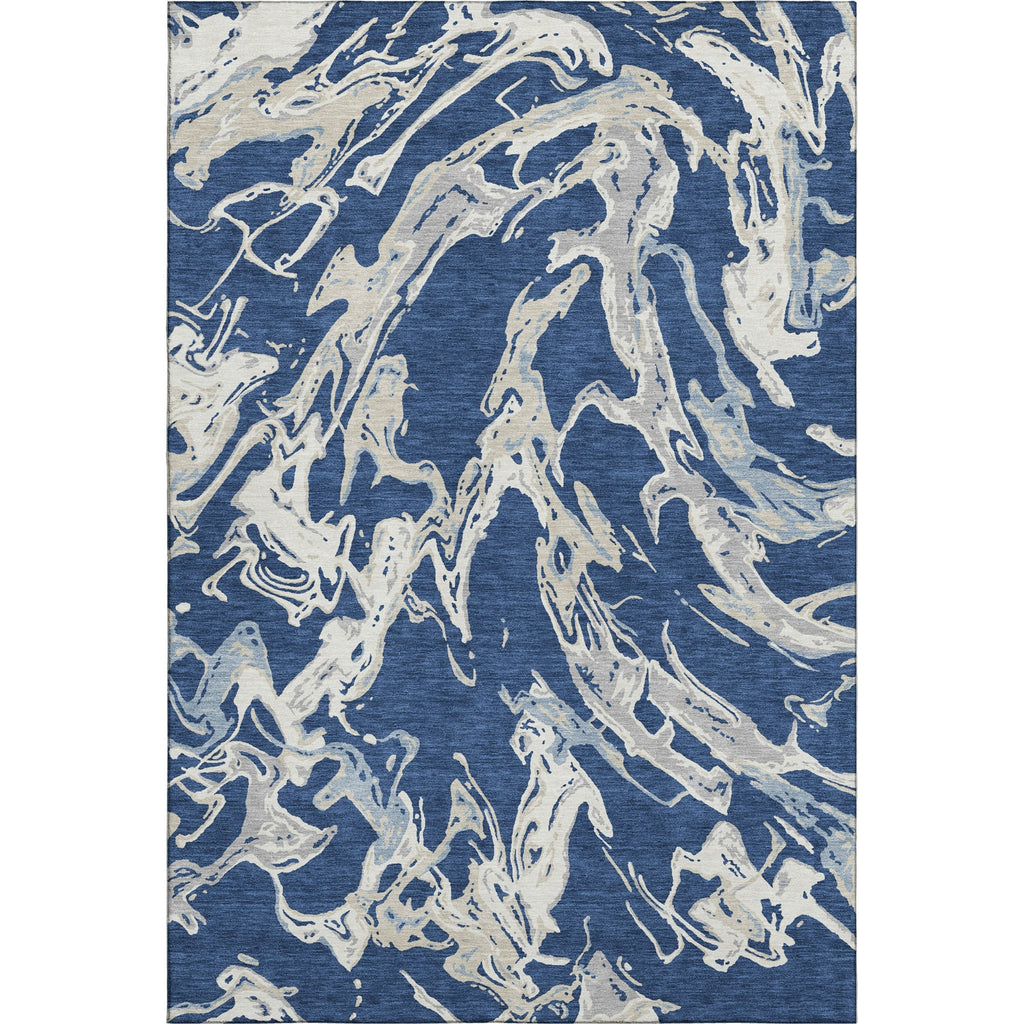 Piper Looms Mayfield Abstract AMF1035 Navy Machine Washable Area Rug main image