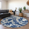 Piper Looms Mayfield Abstract AMF1035 Navy Machine Washable Area Rug Round Lifestyle Image Feature