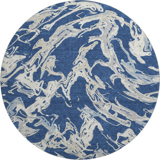 Piper Looms Mayfield Abstract AMF1035 Navy Machine Washable Area Rug Round Main Image