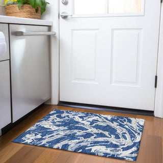 Piper Looms Mayfield Abstract AMF1035 Navy Machine Washable Area Rug Scatter Lifestyle Image Feature