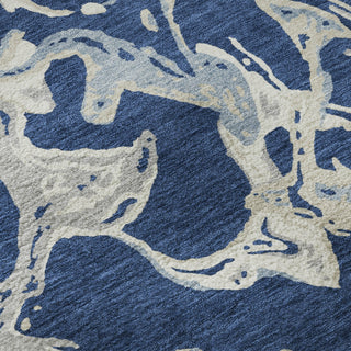 Piper Looms Mayfield Abstract AMF1035 Navy Machine Washable Area Rug Swatch Image