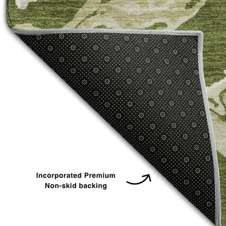Piper Looms Mayfield Abstract AMF1035 Olive Machine Washable Area Rug Backing Image