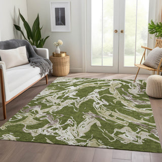 Piper Looms Mayfield Abstract AMF1035 Olive Machine Washable Area Rug Lifestyle Image Feature